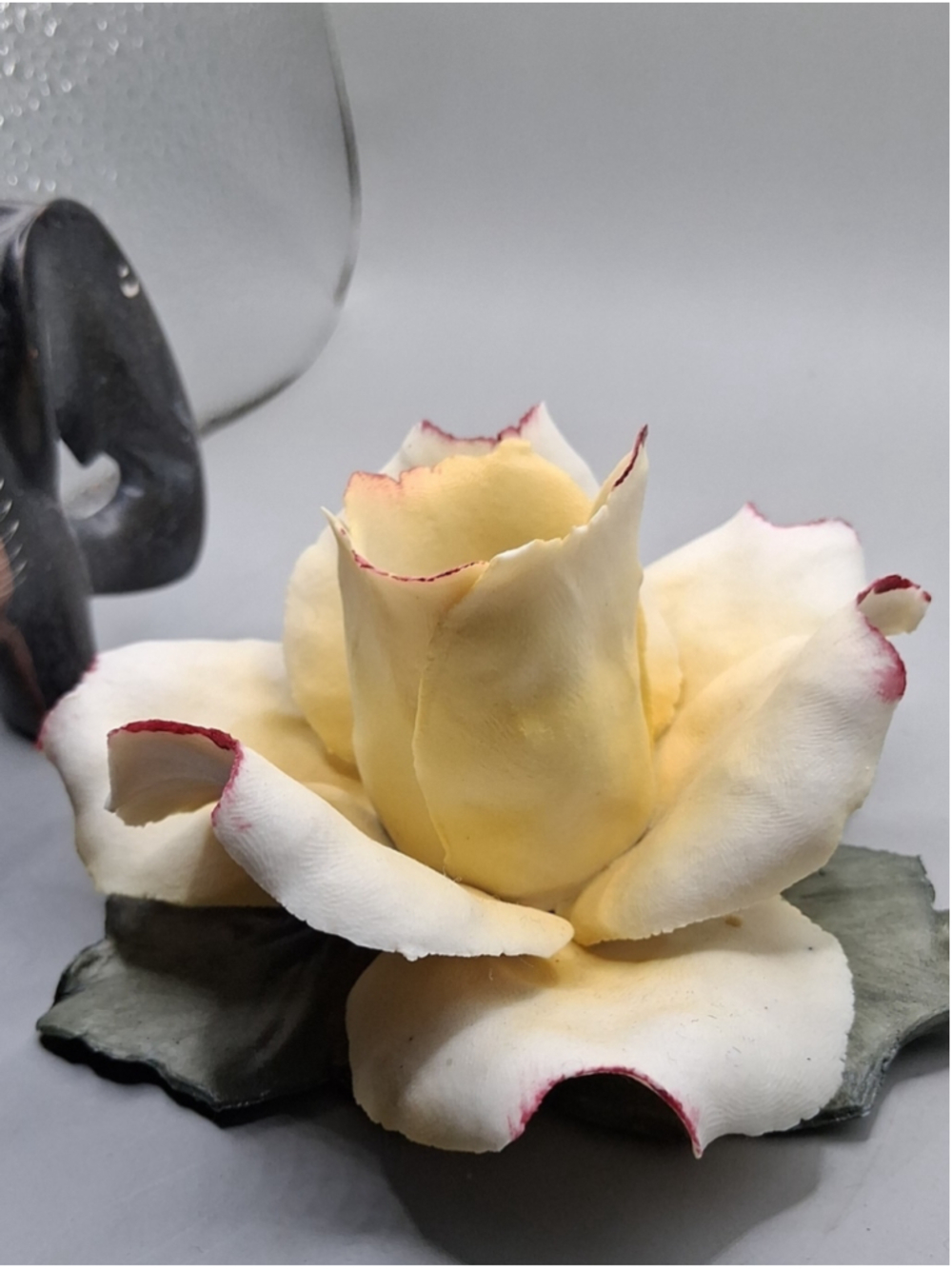 Vintage Arnart Capodimonte Pink Porcelain Rose 1987 Candlestick